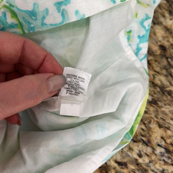 J. Jill Love Linen Ocean Coral Turtle Print Sleeveless V-neck Shift Dress Size M - Picture 6 of 9